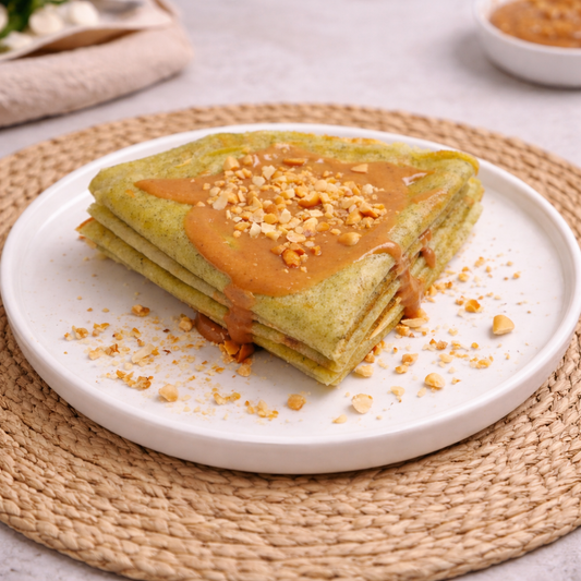Crêpes au moringa et caramel au baobab