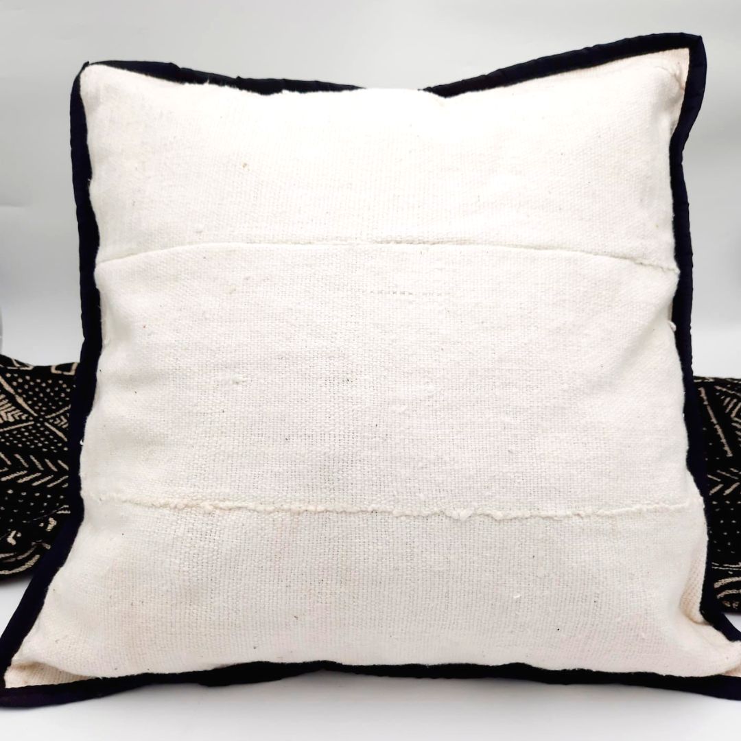 Housse de coussin bogolan blanc