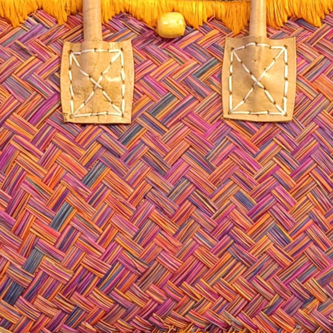 Cabas en raphia de Madagascar multicolore
